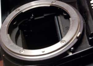 The Nikon F Mount - the stop down lever is closing the diaphragm when a picture is taken The Nikon F Mount - the stop down lever is closing the diaphragm when a picture is taken