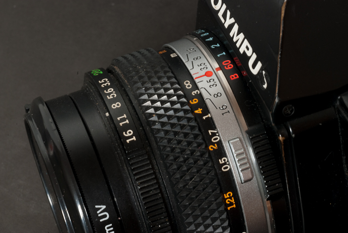 Olympus OM-2S The shutter speed command ring is positioned around the lens mount