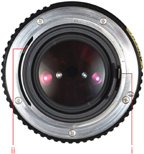Pentax K mount: Aperture control lever (i); Aperture simulator (ii): Source:pentaxforums.com